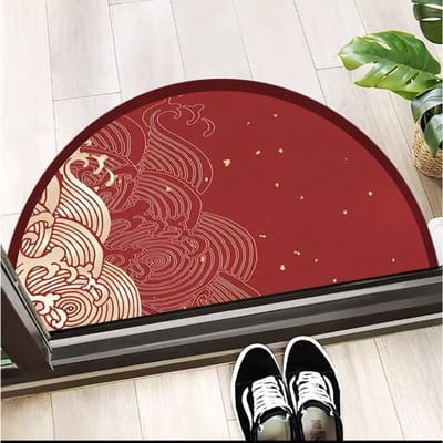 Nouveau Tapis de Sol Semi-rond Chinois Entrée Tapis de Sol Antidérapant Tapis de Sol Lavable Paillasson Foyer Paillasson 60*120cm