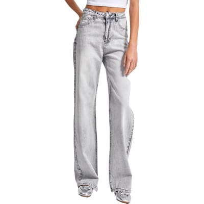 It's Basic - Straight High Rise Jeans - Light Gray