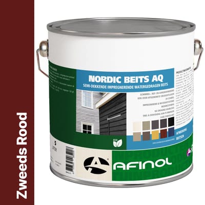 Afinol Nordic Beits AQ Zweeds Rood 5 liter - Impregnerend - Buiten Beits - Tuin Beits - Scandinavische look - in 11 Populaire Kleuren