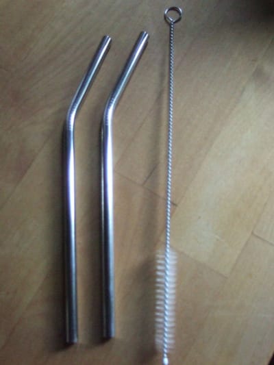 Set metalen gebogen rietjes 4 stuks