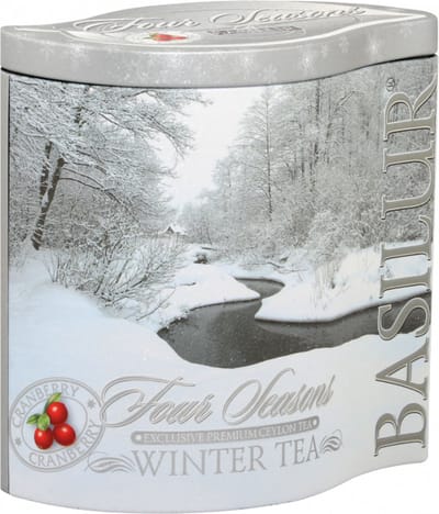 BASILUR Winter Tea - Losbladige zwarte Ceylon-thee met toevoeging van veenbessen in een decoratief blikje, 100 g