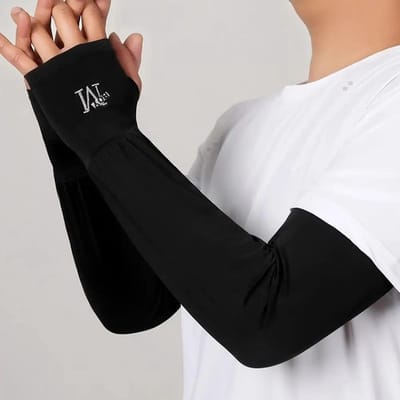 Heren Lange Halve Vinger Handschoenen Armmouwen M Letter Zon UV Bescherming Ijskoel Armbedekking Voor Fietsen Vissen Klimmen Sport