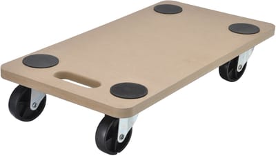 HI Verhuis trolley/hondje - meubelroller - met handvat - MDF - 200 kg - 56 x 30 cm - Transportplank