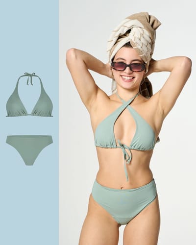 Moodies menstruatie zwemkleding - bundel zwemkleding - 2 stuks - dames - maat S - Groen