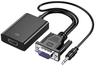 WiseGoods Premium VGA Naar HDMI 1.4 Adapter Kabel - 25 CM - 1080P - Voor Computer / PC / Laptop naar HDTV Projector - Zwart