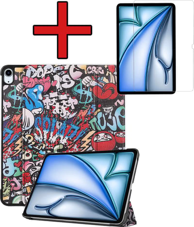 Hoesje - Geschikt voor Apple iPad Air (2024/2025/2026) - 11 inch - Met Screenprotector - Hardcover Book Case - Trifold Bookcase Hoes - Hard Cover - Tablethoes - Graffity