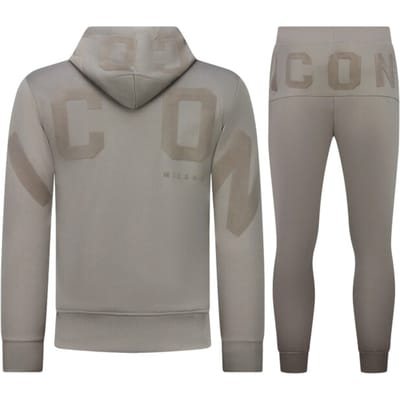 ICON Hoodie Trainingspak Heren - Joggingpak Heren Volwassenen - Huispak Heren - 6152 - Grijs