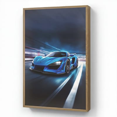 Nachtlampje 70x100 cm - Kinder lamp - Auto - Blauw - Jongens - Kind - Tafellamp kinderkamer draadloos - Slaapkamer lampje - Bedlamp kinderen - Kinderlampje - Wandlamp babykamer - Nachtlampjes