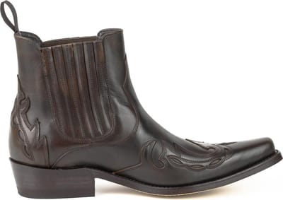 Mayura Boots 21 Bruin/ Spitse Western Enkellaars Heren Rechte Hak Elastiek Echt leer Maat EU 41