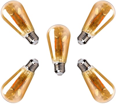 Kooldraadlamp 5 stuks E27 - ST64 amber - LED 4W~38W traditionele verlichting - 2200K warmwit