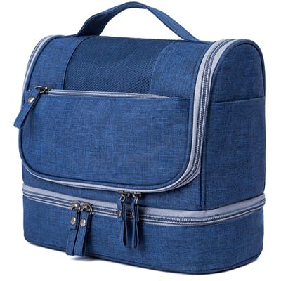 Reis Make-up Tas Draagbare Make-up Tas Waterdicht Dubbele Rits Etui Grote Capaciteit Nat Droog marineblauwe kleur