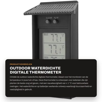 Dailygoods - Outdoor Waterdichte Digitale Thermometer - Tuin en Kas - Betrouwbare Temperatuurmeting - Kunststof - Weerbestendig - Max Min Thermometer...