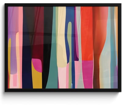 Poster in lijst - Fotolijst 80x60 cm - Posters - Kleurbanen - Verticaal - Kleurrijk - Posterlijst zwart - Decoratie - Wanddecoratie woonkamer - Muurdecoratie slaapkamer
