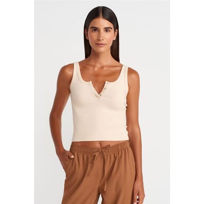 Geribde Cropped Cami Blouse