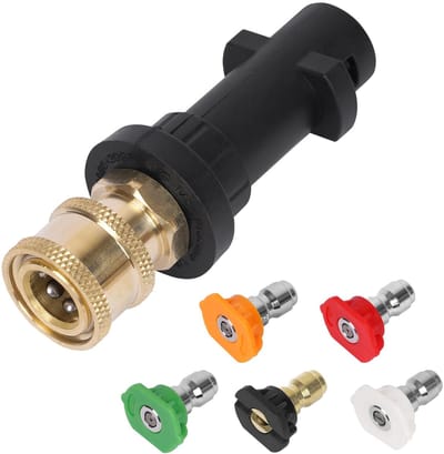 Dailygoods - Hogedrukreiniger Accessoires - Karcher Adapter - 1/4" Quick Connect - Met 5 Power Nozzle Tips - Voor Karcher K2 K3 K4 K5 K6 K7