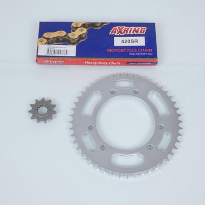 Kit chaîne Axring pour Moto Rieju 50 Mrt Pro 2009 à 2019 11x48 pas 420 Alésage 105mm Neuf