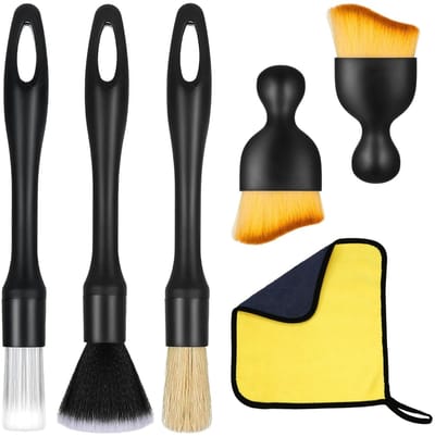 Dailygoods- Auto-reinigingsborstelset 6 stuks - Zachte Reinigingsborstel - Interieurreinigingsgereedschap - Auto-detailingborstel - Nylon/PP - Voor nat/droog gebruik