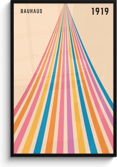 Poster in lijst - Fotolijst 80x120 cm - Posters - Bauhaus - Kleurrijk - Abstract - Modern - Kunst - Posterlijst zwart - Decoratie - Wanddecoratie woonkamer - Muurdecoratie slaapkamer