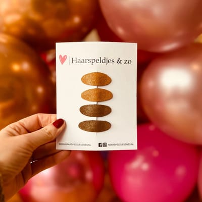Haarspeldjes Yara setje 10 - glitters - klikklakspeldje - bruin - kerst - feestdagen - 3 cm speldjes