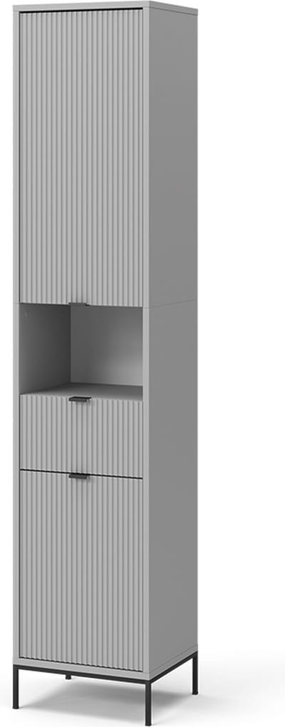 Vicco Eliza Badkamerkast – 40 x 190 cm met deuren en lade Grijs