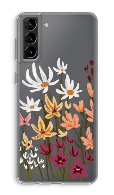 Case Company® - Hoesje geschikt voor Samsung Galaxy S21 Plus hoesje - Painted wildflowers - Soft Cover Telefoonhoesje - Bescherming aan alle Kanten en Schermrand