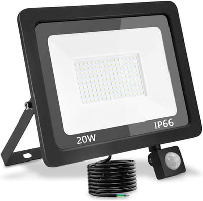 Krachtige LED Schijnwerper Buiten met Bewegingsmelder - 20W, 2000 Lumen, IP66 Waterdicht - Koud Wit Licht voor Tuin en Garage