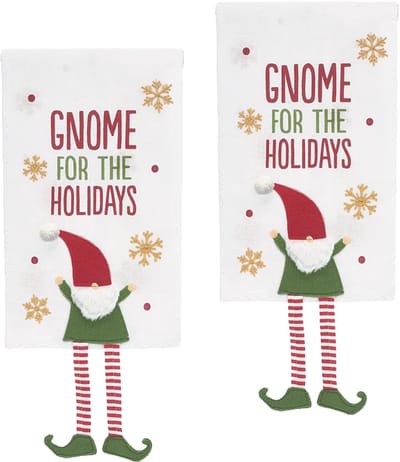 Viv! Christmas Kerstdecoratie - 'Gnome for the Holidays' Kerst Theedoek - set van 2 - katoen