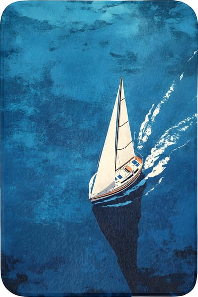 Badmat 60x90 cm - Antislip - Zeilboot - Water - Abstract - Schaduw - Badmatten voor badkamer - Badkamermat - Douchemat - Badkamer mat