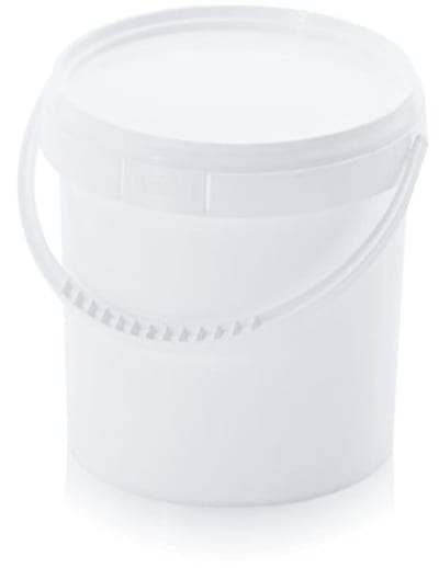 Set van 20 Voedselveilige Plastic Emmers met Deksel 1,0L - Wit