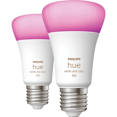 Philips Hue Slimme Lichtbron E27 Duopack - wit en gekleurd licht - 6.5W - Bluetooth - 2 Stuks