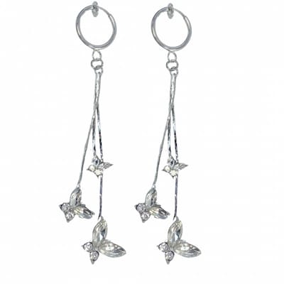 Klem oorbellen- zilverkleur -vlinders-geen gaatje-Charme Bijoux