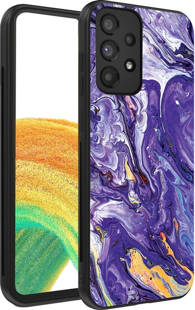 Smartphonica Telefoonhoesje voor Samsung Galaxy A33 5G met marmer opdruk - TPU backcover case marble design - Goud Paars geschikt voor Samsung Galaxy A33 5G