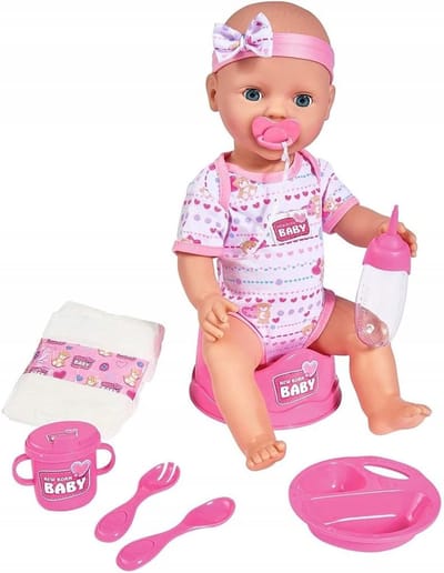 Pasgeboren Babydrankje met Plasfunctie - 43cm, Roze, Geschikt voor Kinderen vanaf 3 Jaar