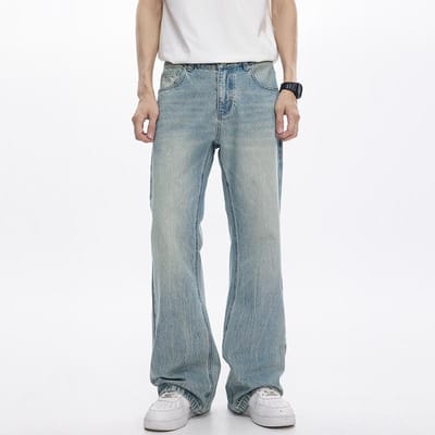 Blauwe Lichte Jeans Heren Losse Rechte Veelzijdige Wijde Pijpen Broeken 36 gray