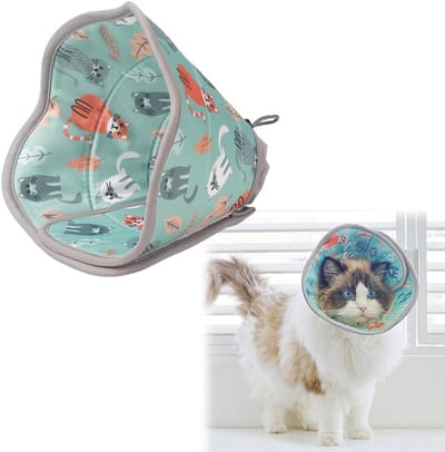 Verstelbare Anti-Licking Kattenhalsband, Zachte en Lichtgewicht Herstelhalsband voor Katten na Chirurgie, Bescherming tegen Krabben en Likken (Groen, M)