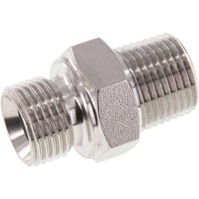 1/2'' NPT x G 1/2'' RVS Borstnippel 40 Bar - Hydrauliek - FL2S-M-ST-012NG