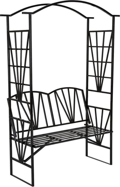 tectake® Pergola Rozenboog met Zitbank – Weersbestendige Klimboog voor Tuin met Comfortabele Bank