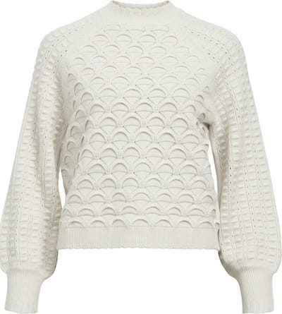 Object Objsida Knit L/s Re Pullover Truien & vesten Dames - Sweater - Hoodie - Vest- Gebroken wit - Maat XS