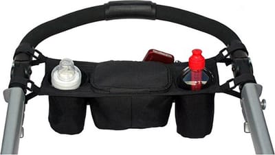 Organizer kinderwagen - Bekerhouder - Flessenhouder - Luiertas kinderwagen- Buggy organizer - Fleshouder - Zwart