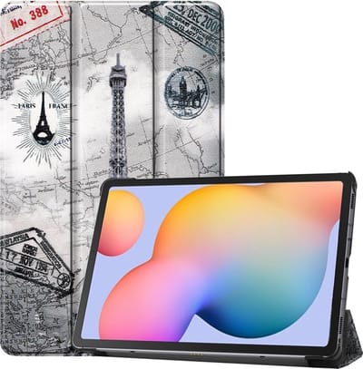 Hoesje - Geschikt voor Samsung Galaxy Tab S6 Lite - Dun & Stevig - Hardcover Book Case - Trifold Bookcase Hoes - Hard Cover - Tablethoes - Eiffeltoren