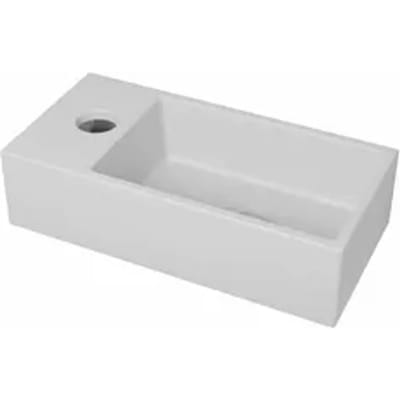 Aurlane Wasbak Satined White Ceramic Handwash - Keramiek - Rechthoek - Wit - 37x18,5x9cm