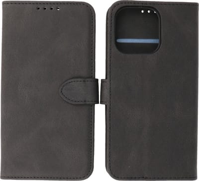 iPhone 13 Pro Hoesje - Portemonnee Book Case - Kaarthouder & Magneetlipje - Kunstleer - Zwart