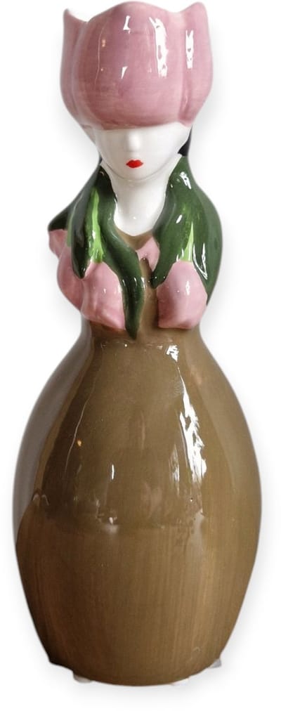 Daan Kromhout - Vaas - Tulpenvaas - Lucy Dutch Woman - Roze, Olijf - Keramiek - 22 cm
