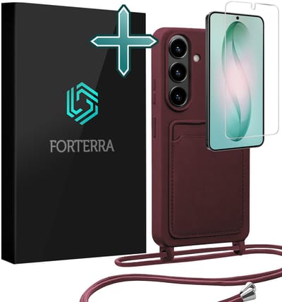 Hoesje Geschikt voor Samsung S26 Case Siliconen Hoes Met Koord Met Screenprotector - Hoes Geschikt voor Samsung Galaxy S26 Met Telefoonkoord Hoesje Backcover - Aubergine
