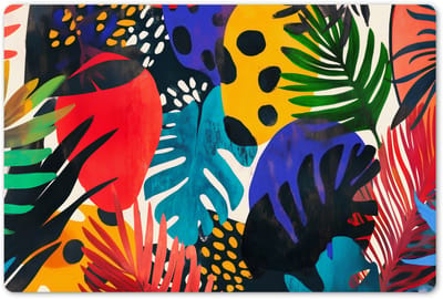 Placemats 45x30 cm - Placemat kunststof - 1 stuk - Bladeren - Vormen - Abstract - Kleurrijk - Borden onderleggers - Decoratie voor op tafel - Keuken tafeldecoratie accessoires - Vinyl onderlegger - Tafelversiering