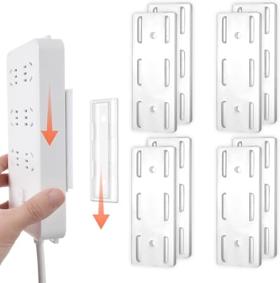 Set van 8 Zelfklevende Die Cut Basisbeugels voor het Organiseren van Stopcontacten, Keukenaccessoires en Computeraccessoires