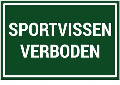 Sportvissen verboden bord | gecoat dibond materiaal | 45 x 30 cm