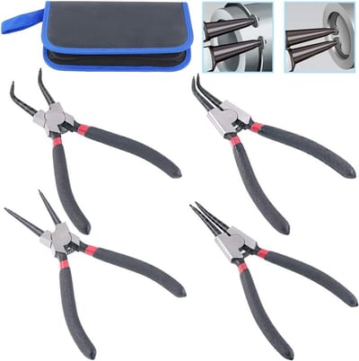 Set van 4 Snap Ring Tangen van 7 Inch voor Intern en Extern Gebruik - Professionele Gereedschappen voor Precisiewerk en Montage