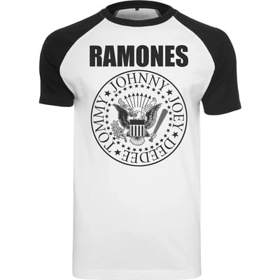 Merchcode Ramones - Ramones Circle Raglan Heren T-shirt - S - Wit/Zwart