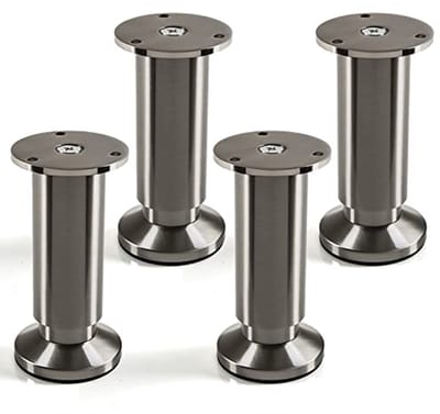 Verstelbare meubelvoeten 4 stuks, geborsteld RVS-look, belastbaar tot 250 kg, hoogte 120 mm